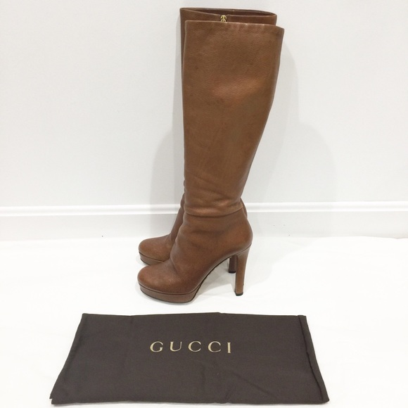 Gucci Shoes - Gucci knee high light brown platform boots Sz 38.5